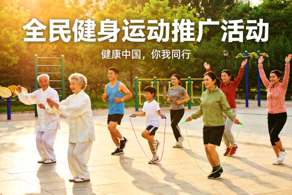 全民健身运动推广活动 - 群众参与体育锻炼的欢乐场景